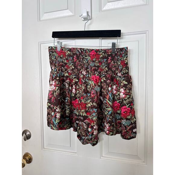 Anthropologie High Rise Silky Smocked Pull On Shorts Brown Women's Size Large - Picture 5 of 8